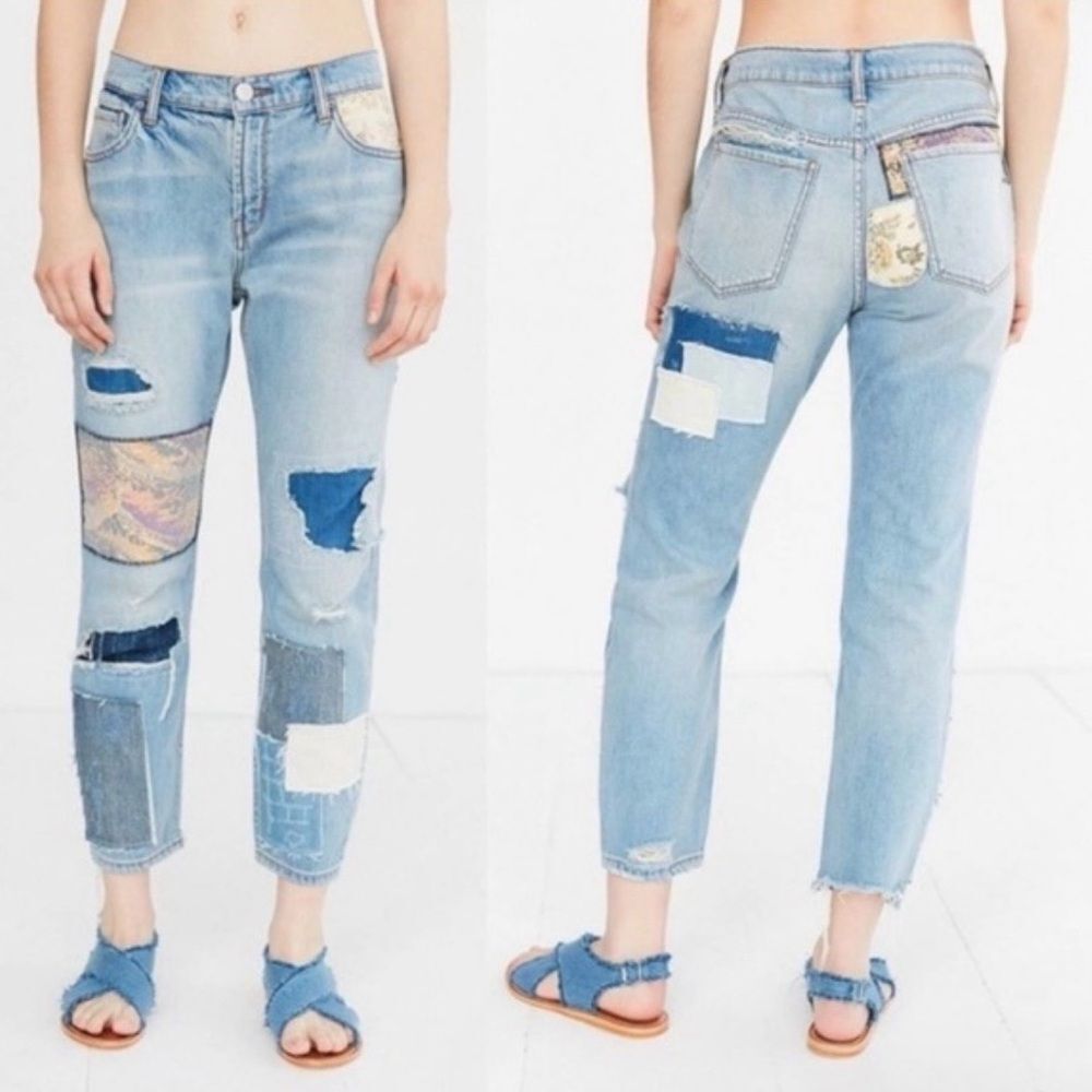 Urban Outfitters BDG Patchwork Distressed Slim Boyfriend Jeans